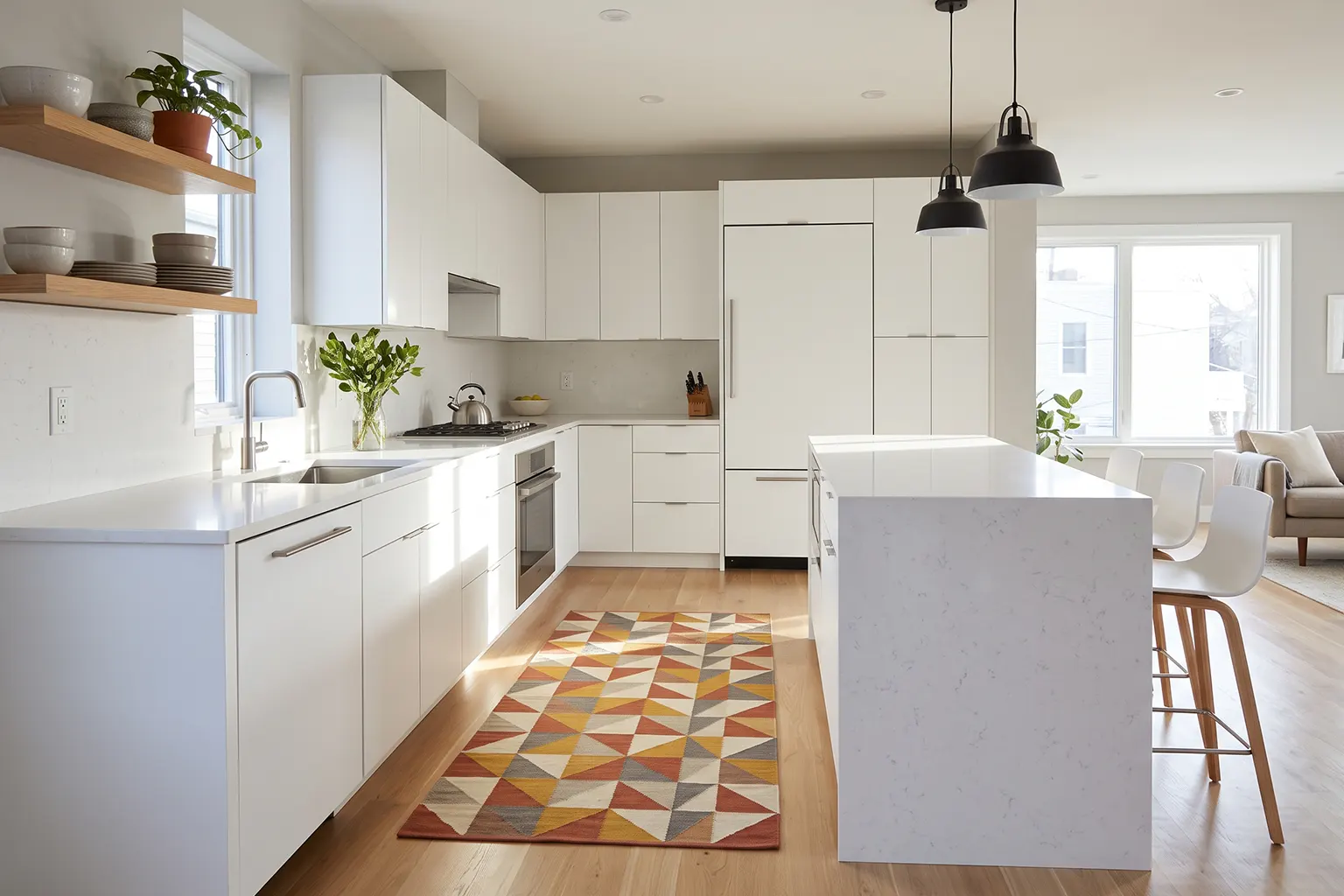 هارمونی فرش با کابینتها؛ تکنیک کنتراست